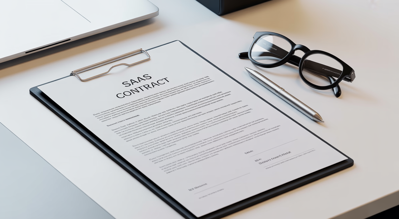 SaaS contract lawyer reviewing cloud software agreement with a startup founder
