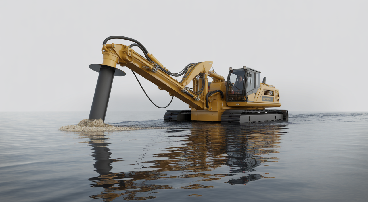 Electric auger dredge removing sediment from waterway